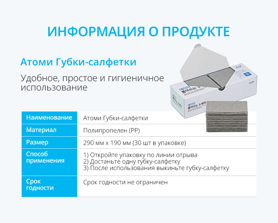Атоми Губки-салфетки - описание